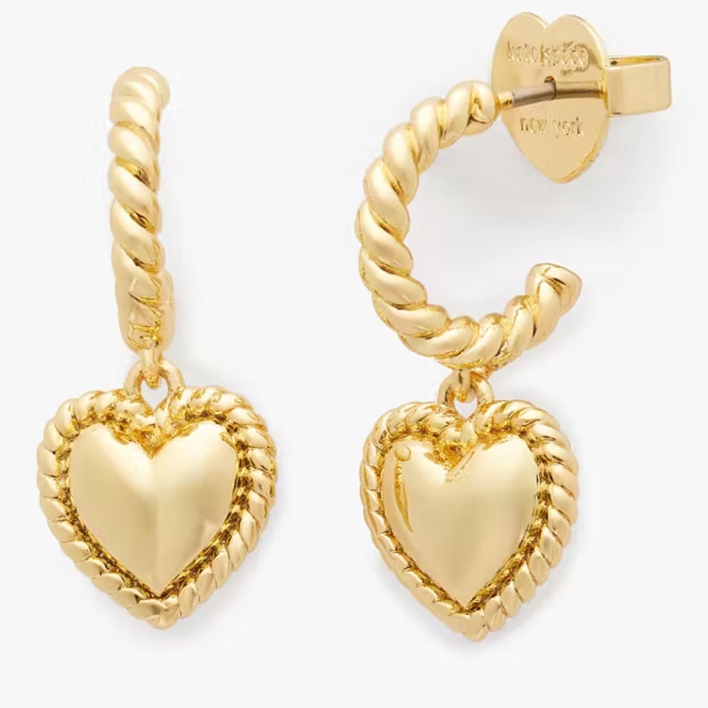 $68 - Kate Spade Golden Hour Heart Earrings